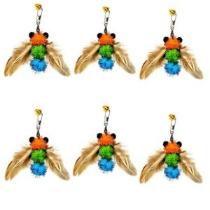 miwoowim 6 PCS Insect Bees,Feather Cat Toys, Cat Wand Toy Refill,Cat Toy Wand Replacement Attachments,Cat Toys Feather Refills,Insect Interactive Cat Teaser Wand Feathers