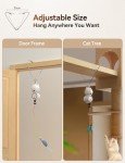 FEELNEEDY Interactive Cat Toys LED Light Hanging Cat Toys for Indoor Cats, Cat Wand Toy Cat Feather Toy, Feather & Mouse Cat Toys for Bored Adult Cats Kitten Exercise, White