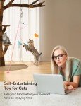 FEELNEEDY Interactive Cat Toys LED Light Hanging Cat Toys for Indoor Cats, Cat Wand Toy Cat Feather Toy, Feather & Mouse Cat Toys for Bored Adult Cats Kitten Exercise, White