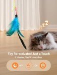 FEELNEEDY Interactive Cat Toys LED Light Hanging Cat Toys for Indoor Cats, Cat Wand Toy Cat Feather Toy, Feather & Mouse Cat Toys for Bored Adult Cats Kitten Exercise, White
