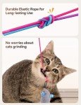 FEELNEEDY Interactive Cat Toys LED Light Hanging Cat Toys for Indoor Cats, Cat Wand Toy Cat Feather Toy, Feather & Mouse Cat Toys for Bored Adult Cats Kitten Exercise, White