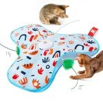 Potaroma Hide and Seek Cat Toys, in-The-Cover Unpredicatable Moving Feather, Interactive Kitten Wand Toy, Automatic Chargeable Cat Toy, Indoor Exercise Kicker for All Breeds, Floral Cover