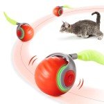 Potaroma Moving Ball Cat Toys with Feather Tail, Rechargeable 2025 New Interactive Ball for Indoor Cats Exercise, Smart Interactive Kitten Rolling Ball, Orange