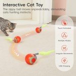 Potaroma Moving Ball Cat Toys with Feather Tail, Rechargeable 2025 New Interactive Ball for Indoor Cats Exercise, Smart Interactive Kitten Rolling Ball, Orange