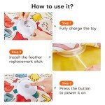 Potaroma Cat Feather Toys Interactive, Unpredicatable in-The-Cover Moving Feather, Hide and Seek Kitten Wand Toy, Rechargeable Automatic Indoor Cat Toy, Exercise Kicker for All Breeds, Graffiti Cover