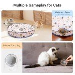 Lanfee Interactive Cat Toys for Indoor Cats, Automatic Motion Activated Moving Ball Hide and Seek Game for Indoor Exercise Kicker with 28 Inch Play Mat
