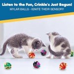 SunGrow 6 Pack Crinkle Balls for Cats, Shiny and Stress Buster Crinkler, Suitable for Multiple Cats' Play, Ideal for Kittens and Grown-up Cats