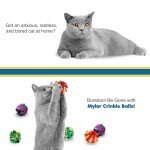 SunGrow 6 Pack Crinkle Balls for Cats, Shiny and Stress Buster Crinkler, Suitable for Multiple Cats' Play, Ideal for Kittens and Grown-up Cats