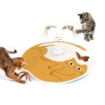 Potaroma Cat Toys Chargeable, 3in1 Hide and Seek for Kittens, Automatic Interactive Play, Fluttering Butterfly, Moving Feather Wand, Indoor Kitty Exercise 22.8 Inches Cover for All Breeds