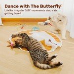 Potaroma Cat Toys Chargeable, 3in1 Hide and Seek for Kittens, Automatic Interactive Play, Fluttering Butterfly, Moving Feather Wand, Indoor Kitty Exercise 22.8 Inches Cover for All Breeds