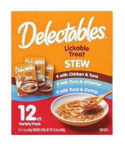 Hartz Delectables Stew Lickable Wet Cat Treats for Adult & Senior Cats, Variety Pack, 1.4 Ounce (Pack of 12)
