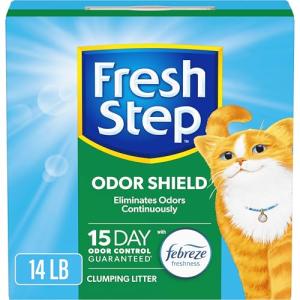 Fresh Step Odor Shield Clumping Litter With Febreze Freshness, Continuous Cat Litter Odor Eliminator, 14 lb. Box