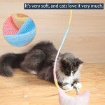 LASOCUHOO Interactive Cat Rainbow Wand Toys, Interactive Cat Teaser Wand String, Colorful Ribbon Charmer for Most Cats and Kittens - 2 Packs