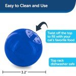 PetSafe Slimcat Slow Feeder Ball for Cats - Interactive Puzzle Game for Your Cat - Fill with Food and Treats - Great for Indoor Play for Kittens and Adult Cats, Portion Control and Fast Eaters (Blue)