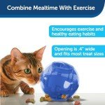 PetSafe Slimcat Slow Feeder Ball for Cats - Interactive Puzzle Game for Your Cat - Fill with Food and Treats - Great for Indoor Play for Kittens and Adult Cats, Portion Control and Fast Eaters (Blue)
