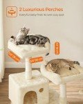 Feandrea Cat Tree, 56.3-Inch Cat Tower for Indoor Cats, Multi-Level Cat Condo with 11 Scratching Posts, 2 Perches, Cave, Hammock, Beige UPCT15BE