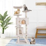 BestPet 54in Multi-Level Cat Tree Tower Furniture Activity Center with Scratching Posts, Toys and Condo for Indoor Kittens, Beige