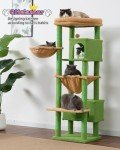 Gitelsnour Cat Tree for Indoor Cats Large Adult, 60.2 Cat Tower with Large Platforms, Cat condo, Cat Tree Tower with 8 Cat Scratching Posts, Cat Hammock, Green and Brown GCT030-MGY