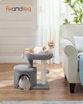 Feandrea Cat Tree, Cat Tower with Sisal-Covered Scratching Post, Cat Condo with Padded Perch, for Small Spaces, Kittens, Light Gray UPCT50W