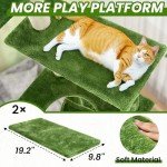 TSCOMON 61" Large Cat Tree Tower for Indoor Cats with DIY Green Leaves Scratching Post Multi Soft Hang Ball Plush Cat House Furniture 360° Rotating Cat Scratch Board with Hammock, Green