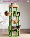 Gitelsnour Cat Tree for Indoor Cats Large Adult, 60.2 Cat Tower with Large Platforms, Cat condo, Cat Tree Tower with 8 Cat Scratching Posts, Cat Hammock, Green and Brown GCT030-MGY