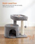 Feandrea Cat Tree, Cat Tower with Sisal-Covered Scratching Post, Cat Condo with Padded Perch, for Small Spaces, Kittens, Light Gray UPCT50W
