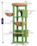 Gitelsnour Cat Tree for Indoor Cats Large Adult, 60.2 Cat Tower with Large Platforms, Cat condo, Cat Tree Tower with 8 Cat Scratching Posts, Cat Hammock, Green and Brown GCT030-MGY