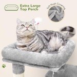 Globlazer FC50 Cat Tree Tower for Indoor Cats, 50-inch Adult Cat Tree House for Large Adult Cats with Steps, Scratching Post, 2 Cat Caves, Dangling Toys, Light Grey