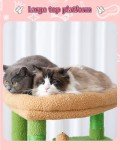Gitelsnour Cat Tree for Indoor Cats Large Adult, 60.2 Cat Tower with Large Platforms, Cat condo, Cat Tree Tower with 8 Cat Scratching Posts, Cat Hammock, Green and Brown GCT030-MGY