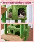 Gitelsnour Cat Tree for Indoor Cats Large Adult, 60.2 Cat Tower with Large Platforms, Cat condo, Cat Tree Tower with 8 Cat Scratching Posts, Cat Hammock, Green and Brown GCT030-MGY