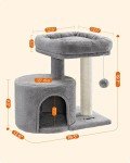 Feandrea Cat Tree, Cat Tower with Sisal-Covered Scratching Post, Cat Condo with Padded Perch, for Small Spaces, Kittens, Light Gray UPCT50W