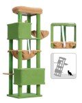 Gitelsnour Cat Tree for Indoor Cats Large Adult, 60.2 Cat Tower with Large Platforms, Cat condo, Cat Tree Tower with 8 Cat Scratching Posts, Cat Hammock, Green and Brown GCT030-MGY