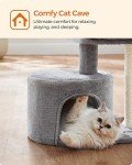 Feandrea Cat Tree, Cat Tower with Sisal-Covered Scratching Post, Cat Condo with Padded Perch, for Small Spaces, Kittens, Light Gray UPCT50W