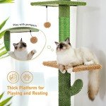 PAWZ Road Cat Tree, Cactus Floor to Ceiling Cat Tower with Adjustable Height(95-108 Inches), 5 Level Cat Climbing Tower with Cozy Hammock, Platforms and Dangling Balls for Indoor Cats
