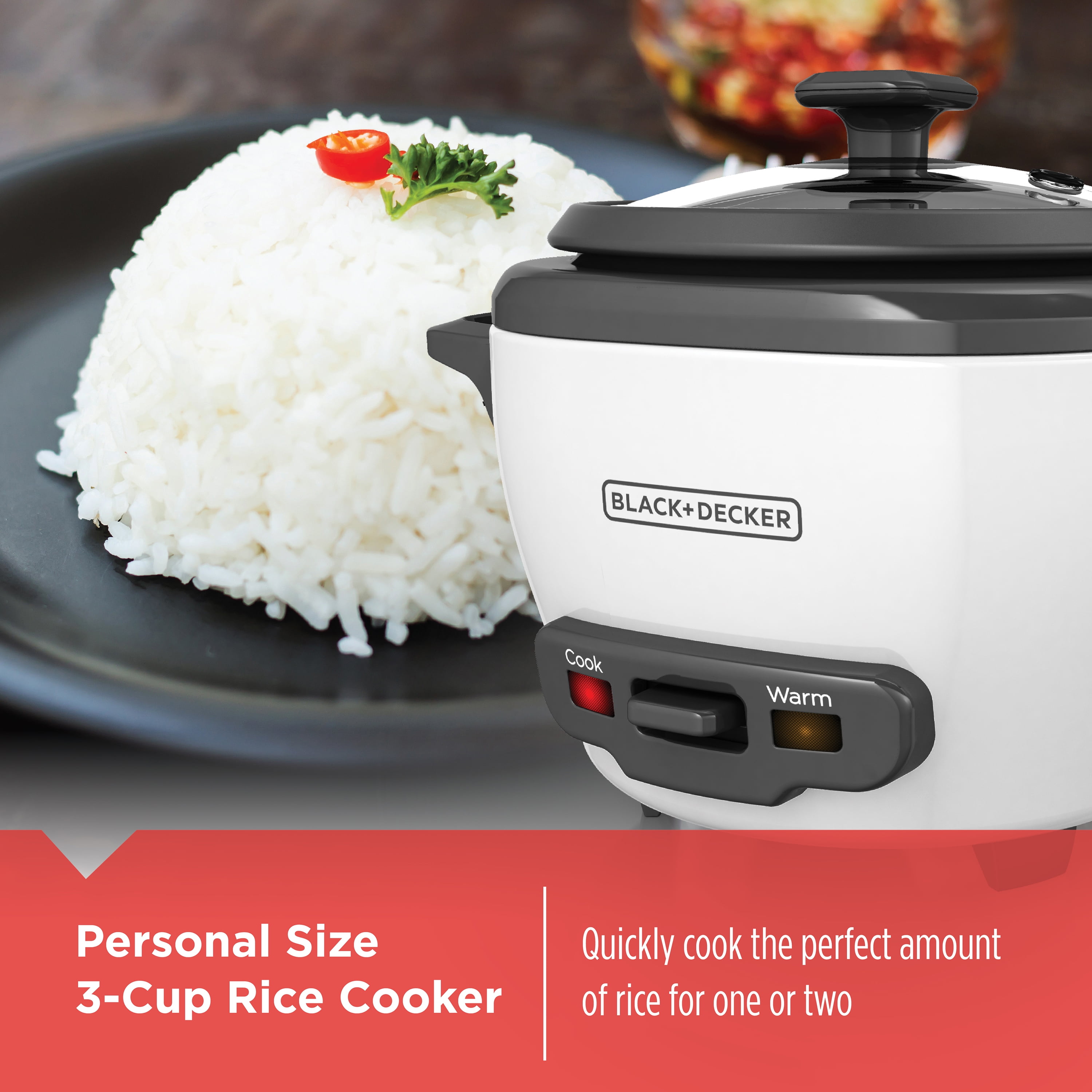 BLACK+DECKER Electric Rice Cooker with Keep-Warm Function