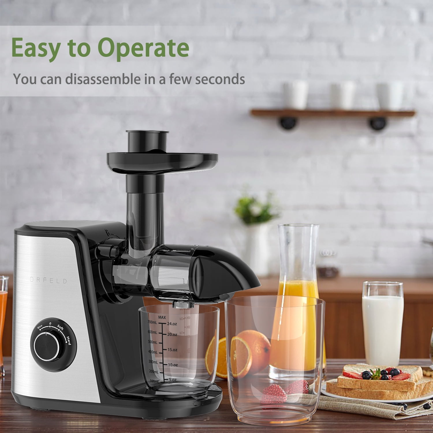 ORFELD Slow Masticating Juicer - Vegetable Fruit Extractor