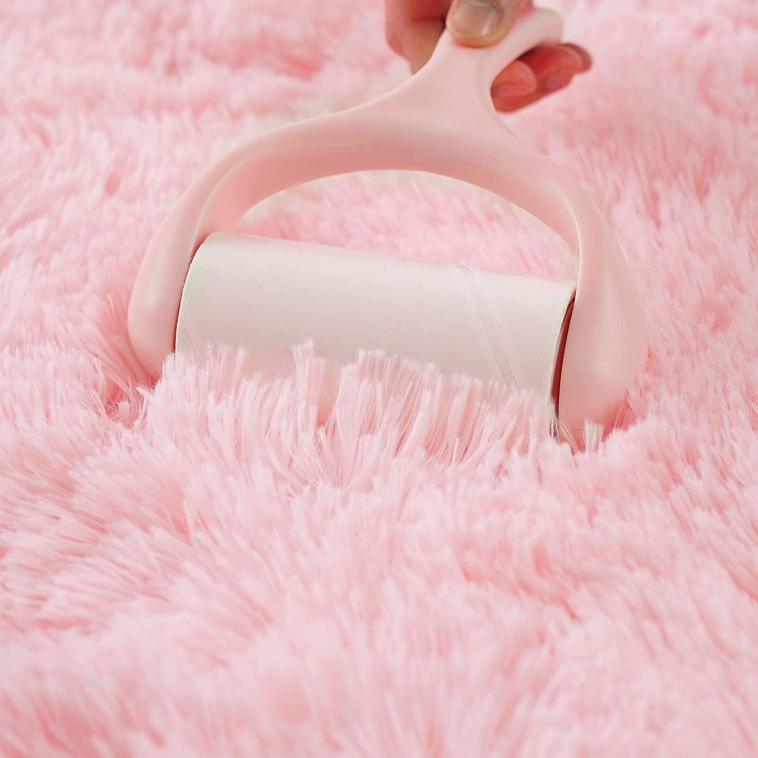 Soft Pink Shag Area Rug for Living Room