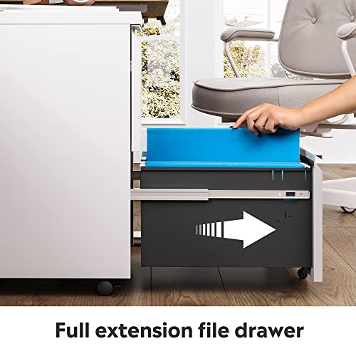 White Mobile File Cabinet with Lock – DEVAISE