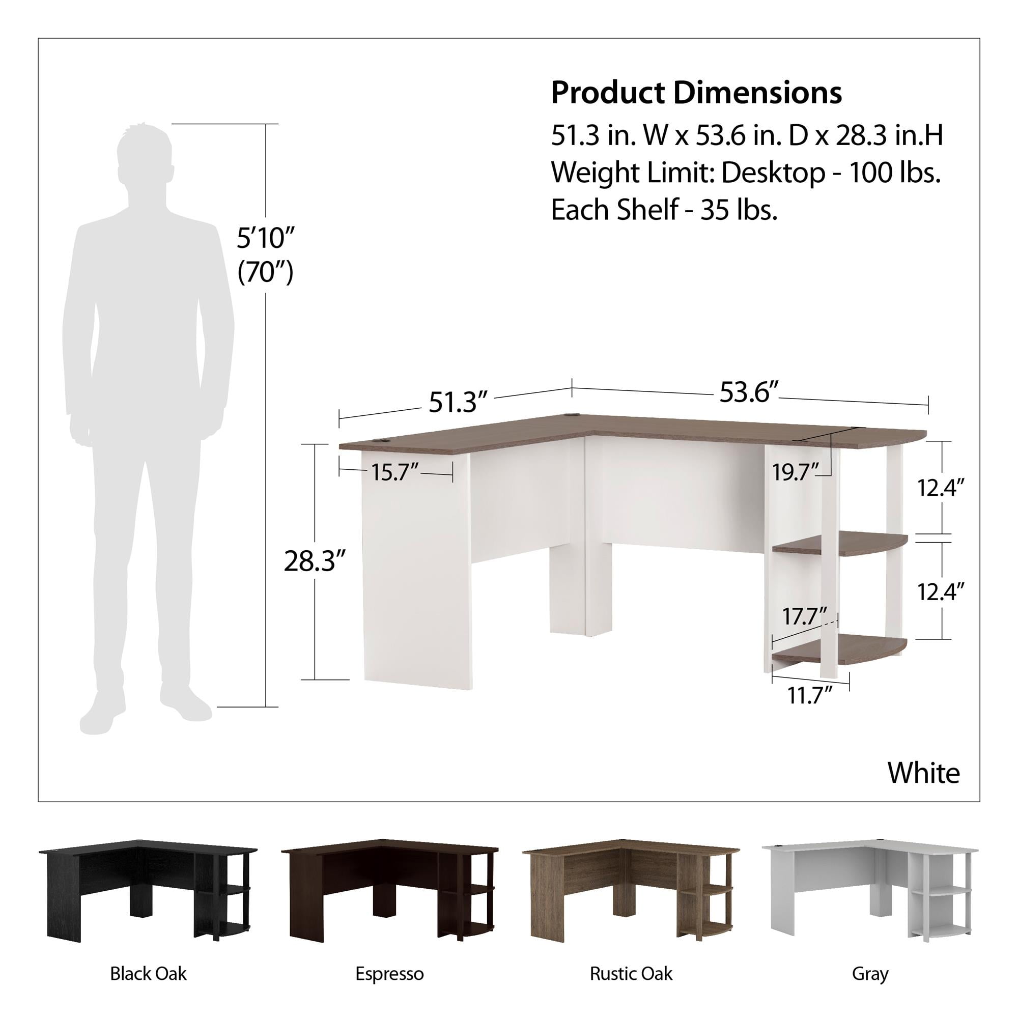 Ameriwood Home Dominic L Desk with Bookshelves, Espresso