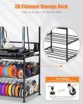 Rolling 3D Printer Filament Storage Rack with Wheels