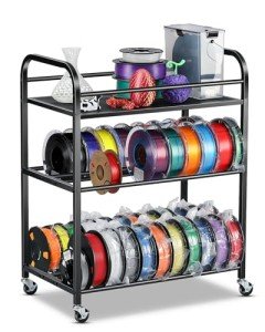 Rolling 3D Printer Filament Storage Rack with Wheels