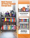 Rolling 3D Printer Filament Storage Rack with Wheels