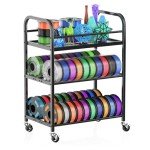 Rolling 3D Printer Filament Storage Rack with Wheels
