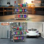 Rolling 3D Printer Filament Storage Rack with Wheels