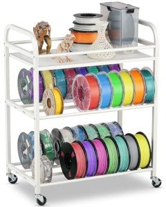Rolling 3D Printer Filament Storage Rack with Wheels