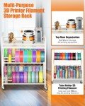 Rolling 3D Printer Filament Storage Rack with Wheels