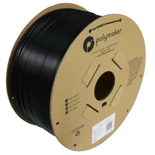 Polymaker 3kg ABS Filament 1.75mm Black, 3D Printer Filament 1.75mm Heat Resistant - PolyLite ABS 3D Printing Filament 1.75mm Cost Effective Large Spool, Strong & Durable