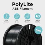 Polymaker 5kg ABS Filament 1.75mm Black, 3D Printer Filament 1.75mm Heat Resistant - PolyLite Black ABS 3D Printing Filament 1.75mm Cost Effective Large Spool, Strong & Durable