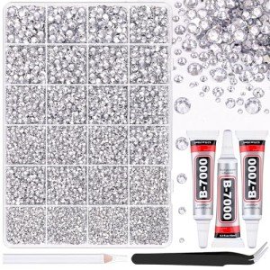 25000Pcs Flatback Rhinestones with Tweezers and Glue