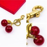 Glitter Cherry Bag Charm with Key Ring Clip